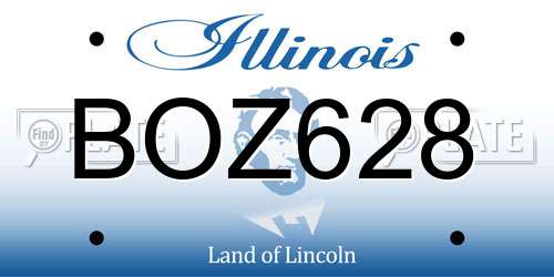 BOZ628 Illinois License Plate