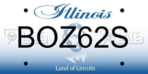 BOZ62S Illinois License Plate