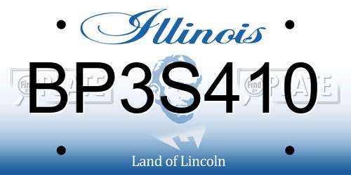 BP3S410 Illinois License Plate