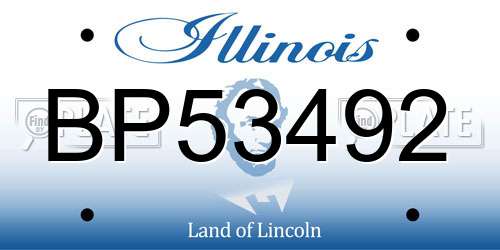 BP53492 Illinois License Plate