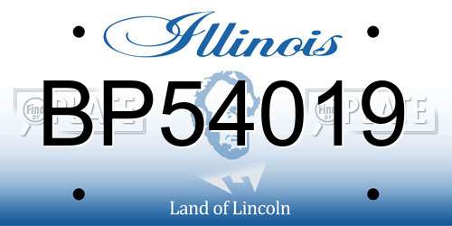 BP54019 Illinois License Plate