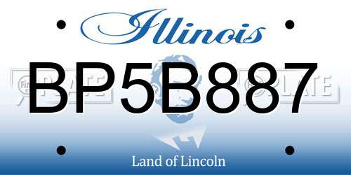 BP5B887 Illinois License Plate