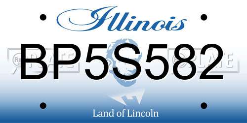 BP5S582 Illinois License Plate