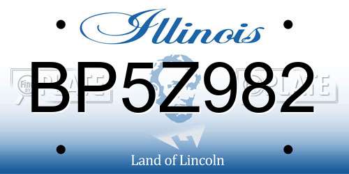 BP5Z982 Illinois License Plate