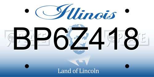 BP6Z418 Illinois License Plate