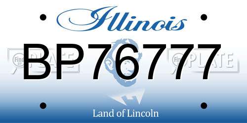 BP76777 Illinois License Plate