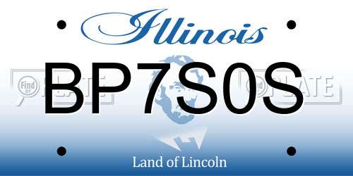 BP7S0S Illinois License Plate