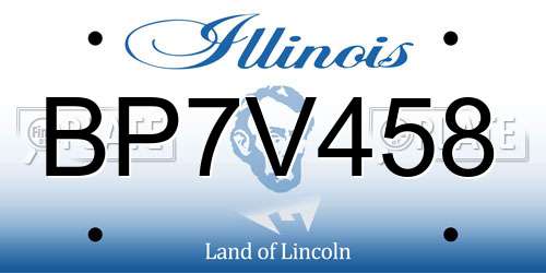 BP7V458 Illinois License Plate