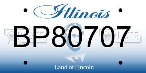 BP80707 Illinois License Plate