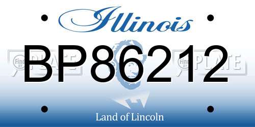 BP86212 Illinois License Plate