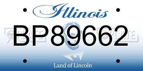 BP89662 Illinois License Plate