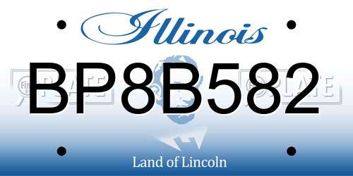 BP8B582 Illinois License Plate