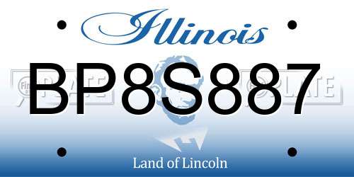 BP8S887 Illinois License Plate