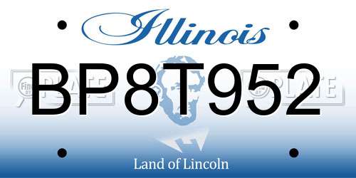 BP8T952 Illinois License Plate