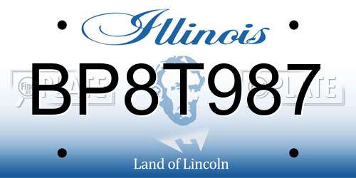 BP8T987 Illinois License Plate