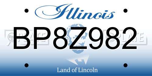 BP8Z982 Illinois License Plate