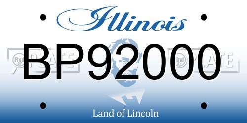 BP92000 Illinois License Plate