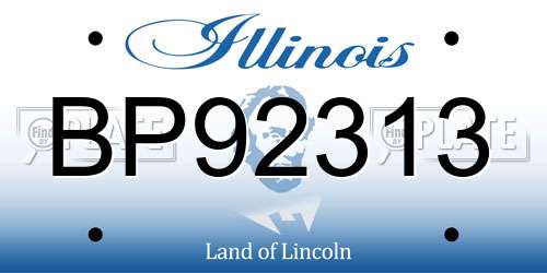 BP92313 Illinois License Plate