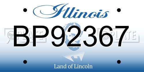 BP92367 Illinois License Plate
