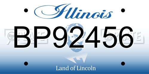 BP92456 Illinois License Plate