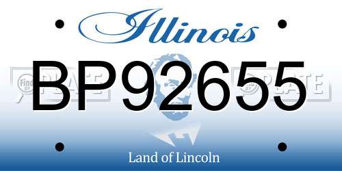 BP92655 Illinois License Plate
