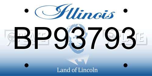 BP93793 Illinois License Plate