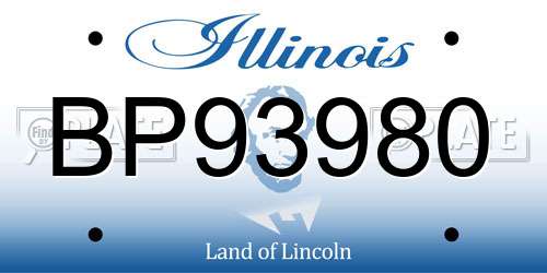 BP93980 Illinois License Plate