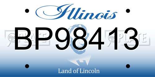 BP98413 Illinois License Plate