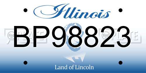 BP98823 Illinois License Plate