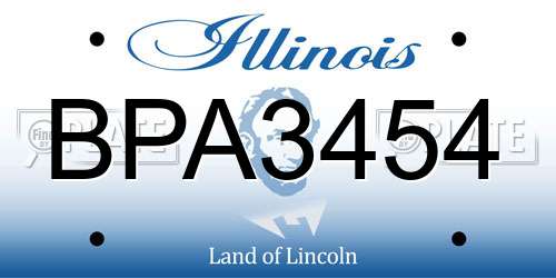 BPA3454 Illinois License Plate