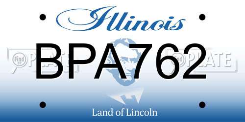 BPA762 Illinois License Plate