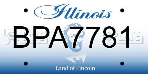 BPA7781 Illinois License Plate