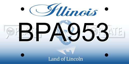 BPA953 Illinois License Plate