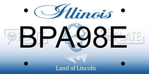 BPA98E Illinois License Plate