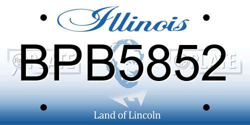 BPB5852 Illinois License Plate