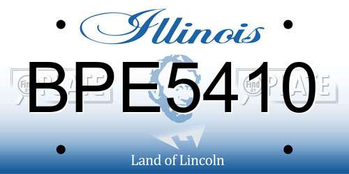 BPE5410 Illinois License Plate