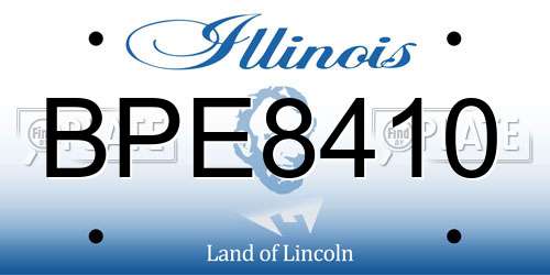 BPE8410 Illinois License Plate