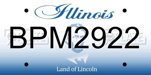 BPM2922 Illinois License Plate
