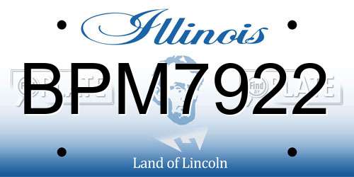 BPM7922 Illinois License Plate