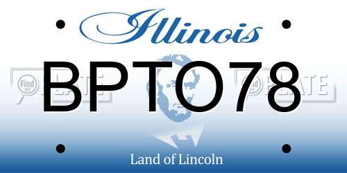 BPTO78 Illinois License Plate