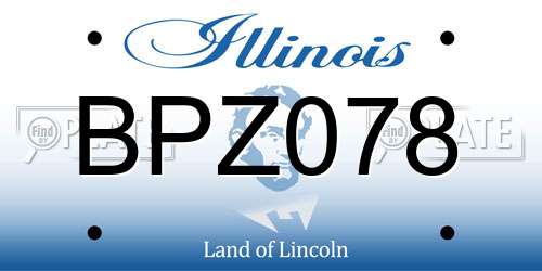 BPZ078 Illinois License Plate