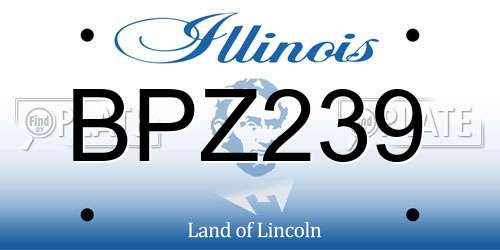 BPZ239 Illinois License Plate