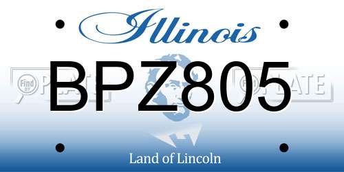 BPZ805 Illinois License Plate