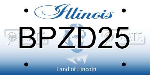 BPZD25 Illinois License Plate