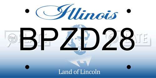 BPZD28 Illinois License Plate