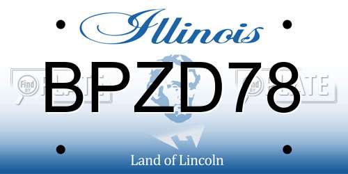 BPZD78 Illinois License Plate