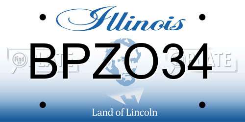 BPZO34 Illinois License Plate