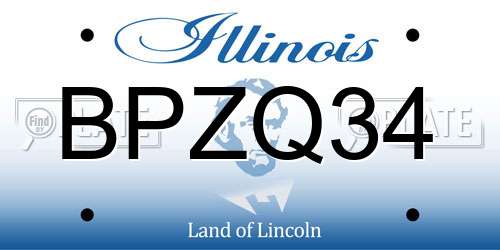 BPZQ34 Illinois License Plate