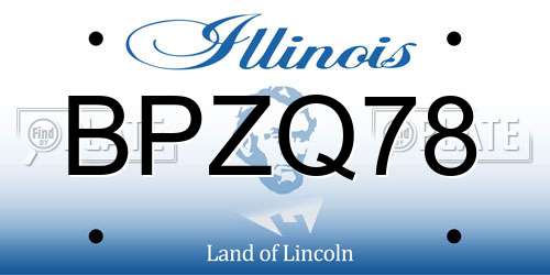 BPZQ78 Illinois License Plate