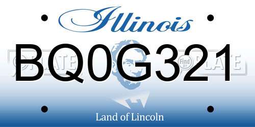 BQ0G321 Illinois License Plate